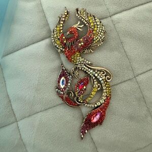 Multicolor Crystal Phoenix Brooch - Women Jewelry